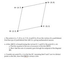 high school co-ordinate geometry with a quadrilateral and two