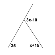 First example of finding an exterior angle